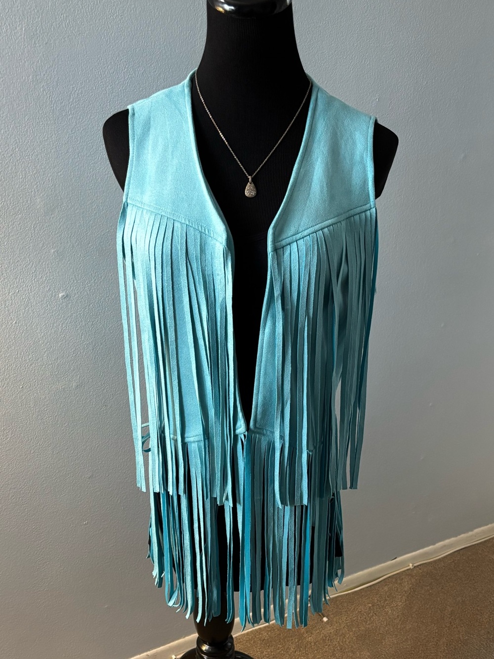 DOKOTOO Women's Teal Fringe Vest